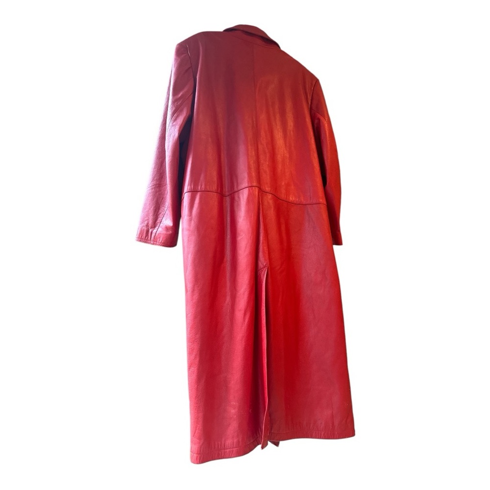 Y2K Preston & York Geniune  leather  full length Chrismats Red  jacket XL - Picture 4 of 14